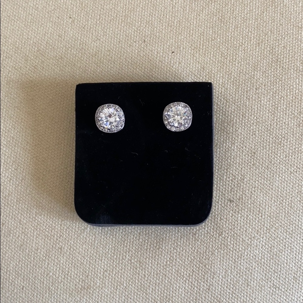 CZ Halo Stud Earrings